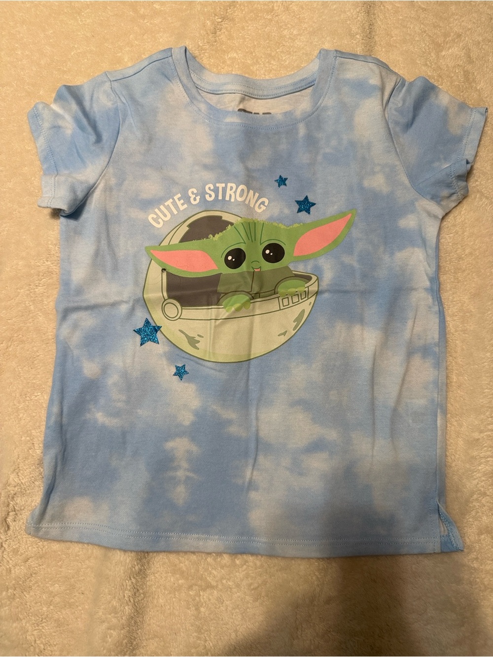 Star Wars Tye-dye blue kids T-shirt with Baby Yoda size small 6/6x